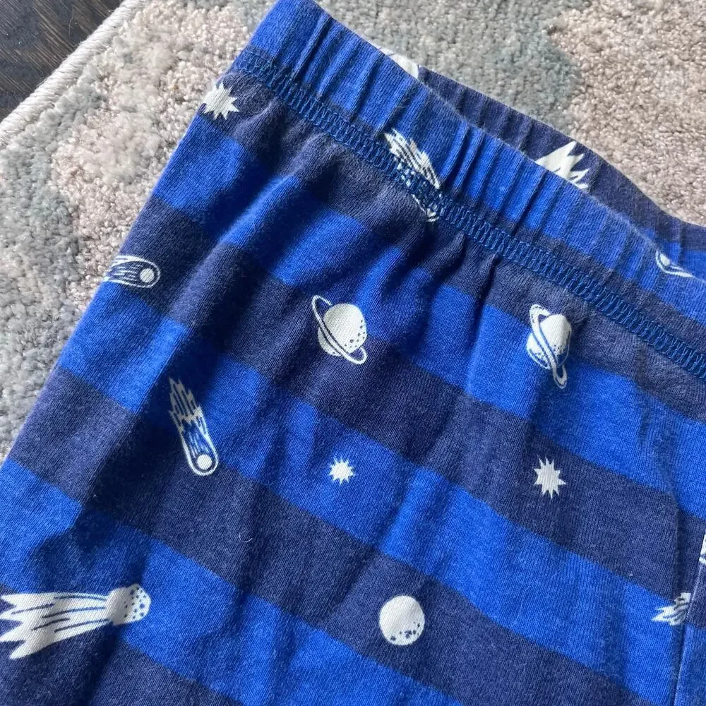 Mini Boden Snug Long John Pajamas Blue Astronaut 14